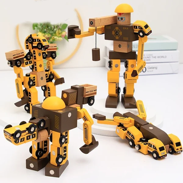 2021 Creative Combination Kids Educational Robot Magnetic Variety Assembly Car DIY Track Engineering Small Train Set Toy