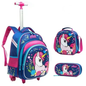 BTS Cute EVA Football Racing Unicorn 19" Trolley Bag Kids School Bags With Lunch Bag for Boys Girls