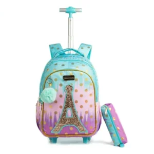 Detachable Kids School Backpack Trolley Student Bag Waterproof Bags 2023 New High Quality Nylon for Girls Cartoon BSCI YX 500pcs