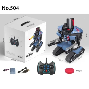 GOWO 2.4Ghz Remote Control Stunt Robot Soft Bullets Track Versus Robot Live Fire Battle Fun Toy for Children