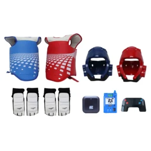 Best Custom Dobok WT Taekwondo Outfit with Head Guard and Foot Cover PU Material Electronic Protective Gear on Sale