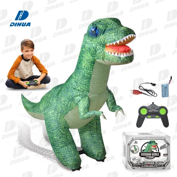 2.4G Full Function Inflatable RC Toy Massive Attack Air Titans Remote Control Dinosaur T Rex Over 6 Feet Long Turns and Spins