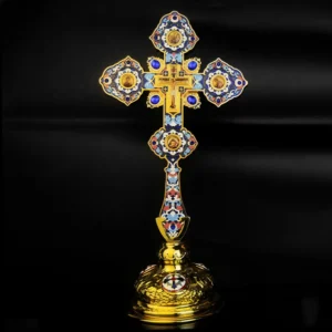 2025 New Metal Cross Religious Jesus Icon Alloy Cross Standing Crucifix Decorative Orthodox Hand Cross Religious Gift