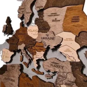 3D World Map Wall Wooden Map World Wooden Travel Push Pin Map for Large Wood Wall Decor