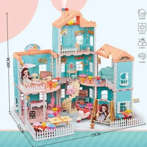 Little World Deluxe Penthouse Dolls House Accessories Furniture Garden Dreamhouse Play Set With Light Great Gift for Kids