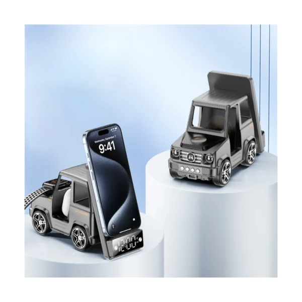 G63 Car Wireless Charger Stand with Bluetooth Speaker - 6-in-1 Desk Organizer & 15W Fast Charging. Perfect Promo Gift!