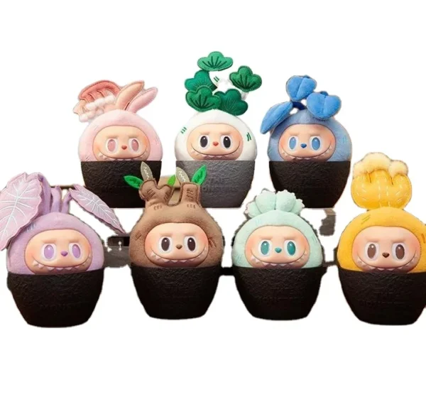 QY Wholesale Bubble Mart Labubu Gum Face Series Blind Box Plant Potted Plant Figurines