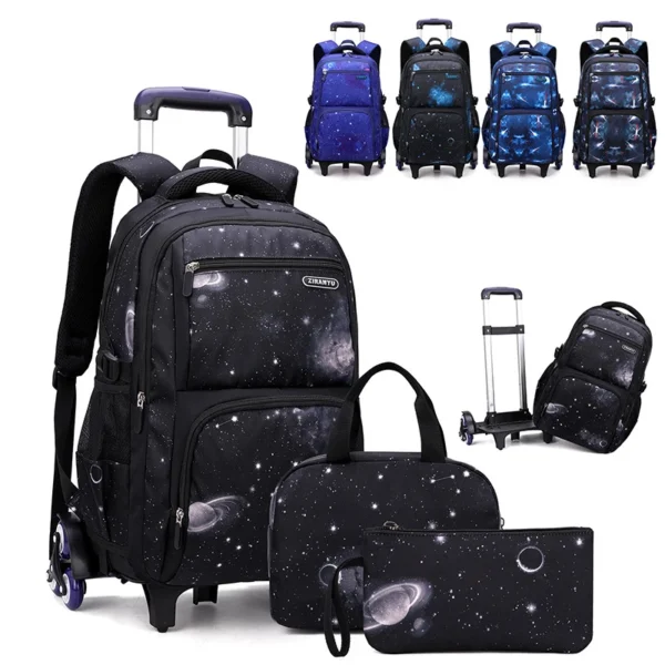 3PCS Children School Bag Set Fashion Kids Primary School Wheeled Bag