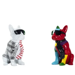 Epoxy Resin Crafts Frenchdog Statue Ring Holder Dish for Jewelry French Bulldog Figurines Bulldog Ornament