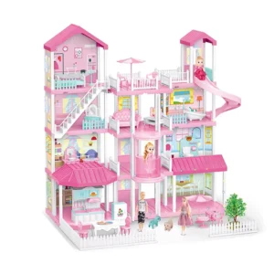 Diy Furniture Play Set Toys Girls Doll House Big with Lights