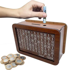 High Quality Wooden Cash Savings Box with Savings Target Counter Creative Wooden Counter Piggy Bank for Kids