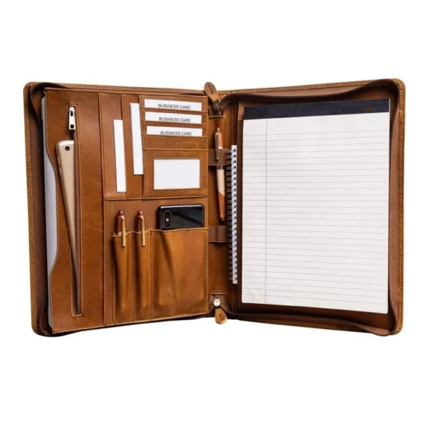 Wholesale Custom Logo PU Leather A4 Office File Folders Business Presentation Padfolio for Documents