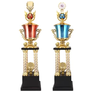 New Design Plastic Big Gold Craft Four-column Trophy Award Sport Cups for Souvenir
