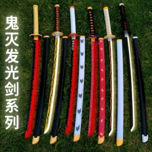 105cm Demon Slayer Katana Rechargeable Luminous Sword with Light Safety Model Toy Assembly Sword Weapon Plastic Gift Collection