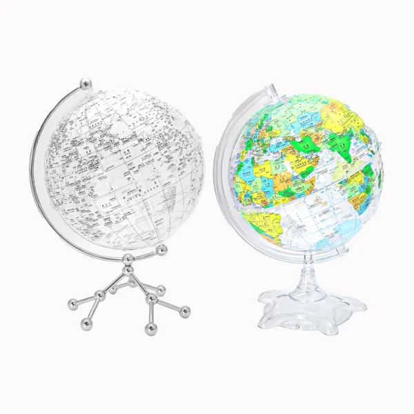 Hot Sale Custom Glowing Globe Color&white World Globe Rotating Transparent Globe Metal Acrylic Luxury Home Decor with Metal Base