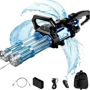 Electric Gatling Water Gun Set with Rotating Light - up Backpack: Double - Barrel Fun for Water Battles!