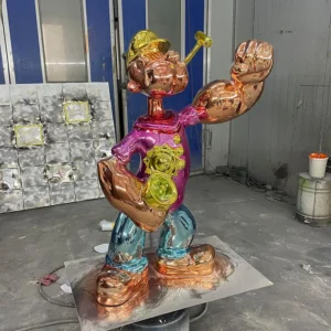Custom Wholesale Fiberglass Pop Art Cartoon Sculpture Color Chrome Popeye Statue