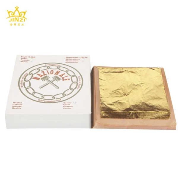 Factory Direct Sale 10000 Sheets Italian Imitation Gold Leaf 16 * 16 Cm Foil Gold Leaf Sheet for Craft Furniture Decoration