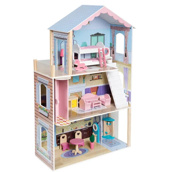 Baby Simulation Wooden Villa pink Princess House Play Every Family Doll Parent-child Interactive Leisure Time Large Game Set
