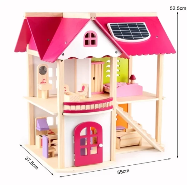 Hot Selling Children's Wooden Villa with Furniture Doll House Pretend Cosplay Doll House