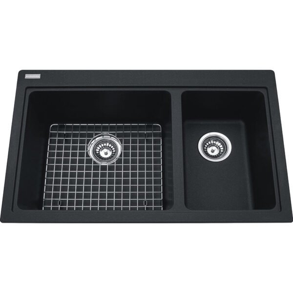 Kindred Granite Collection 32" Drop In Double Bowl Granite Kitchen Sink in Onyx KGDC2031R-8ONN