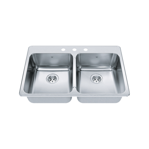 Kindred Steel Queen  34" Double Bowl Stainless Steel Kitchen Sink QDLA2233-8-3N
