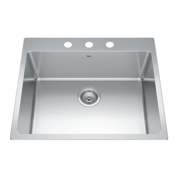 Kindred 25" Brookmore 3-Hole Single Bowl Stainless Steel Kitchen Sink - BSL2125-9-3N