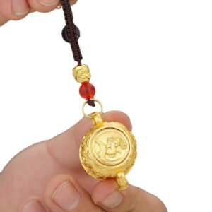 Shiny Zodiac Pendant with Rotating Fortune Bowl and Wealthy Keychain
