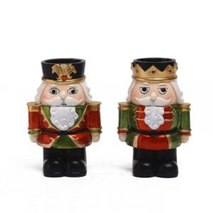 European Style Nutcracker Candle Holder: Perfect Home Decor for Living Room or Table, Resin Ornament for Christmas Tree