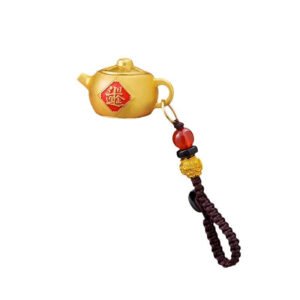 Unique Rotating Zodiac alloy Teapot Keychain with Lucky Geometric Pendant, Carry Your Fortune with You