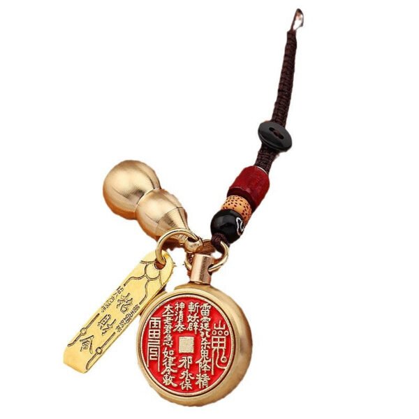 Brass mountain ghost flower coin and Wu Xing Ba Gua keychain for men and women