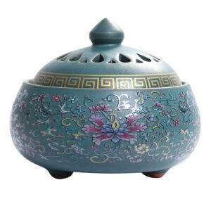 Enamel Lotus Dish Ceramic Incense Burner for Home Decoration and Aromatherapy