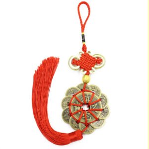 Elegant and Unique Pure Copper Plum Blossom Ten Emperor Coins Pendant with Gold Border for Home Decoration