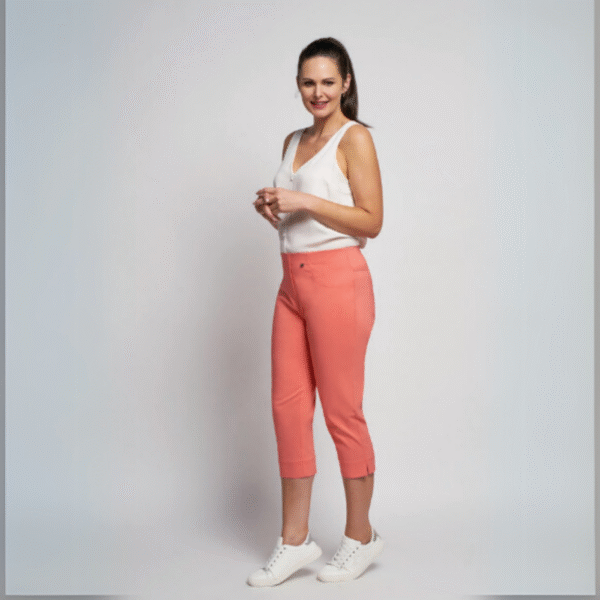 Pinns Stretch Fabric Crops with Pockets 226C | Sunkist Coral