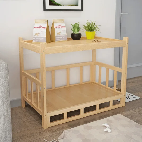 Solid Pine Bunk Indoor Pet Furniture Luxury Wooden Pet Loft Bed Dog Sleeping Bed Platform