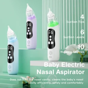 Dr.isla Baby Electric Nasal Aspirator Nose Suction Device with Food Grade Silicone Mouthpiece 6 Suction Modes and Soothing Music