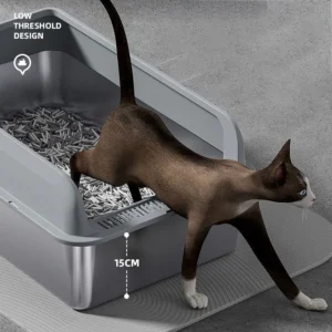 Stainless Steel Cat Litter Box Anti-splash Cover Large The Cat Toilet Is Half Closed Sand Proof Sand Box Cat Bedpans Product