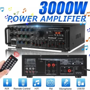 Good! 2000W Home Car Amplifiers 2 Channel bluetooth 5.0 Surround Sound FM USB Remote Control LCD Display HIFI Amplifier Stereo