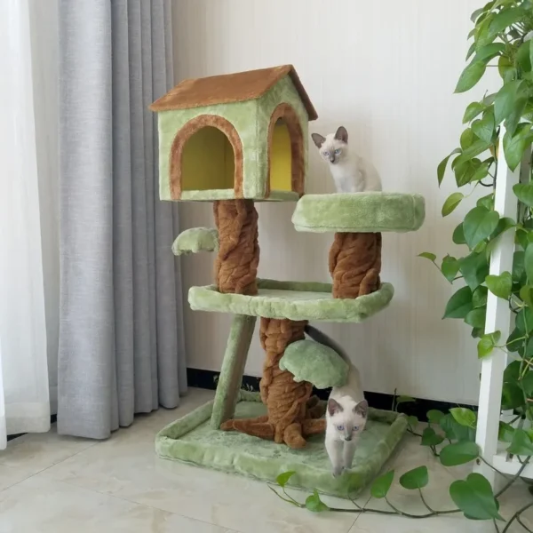 Cat Tower Hammock Cat Tree Ball House Toy Bed Basket Big Condo Furniture Tunnel Home Ramp Outdoor Nest Swing Wooden Supplies Pet