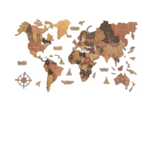 DIY Wooden World Map Wall Art Decor Multilayered 3D Wall Decoration Wood World Travel Wall Maps for Home Living Room Office