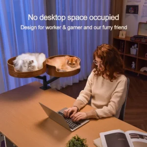 Wall-Mounted Cat Tree 3-in-1: Climbing Frame, Bed & Hammock for Desktop, Space-Saving Cat Furniture for Home Office