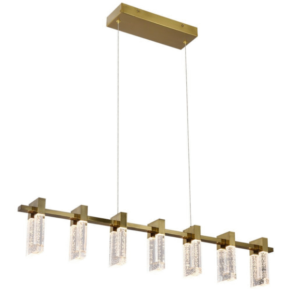 VONN Sorrento 40" VAC3137AB Integrated LED Linear Chandelier with 7 Shades in Antique Brass