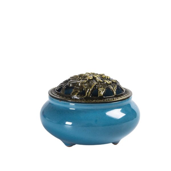 Beautiful Ice-Crack Porcelain Incense Burner with Pottery Plate for Relaxation and Meditation