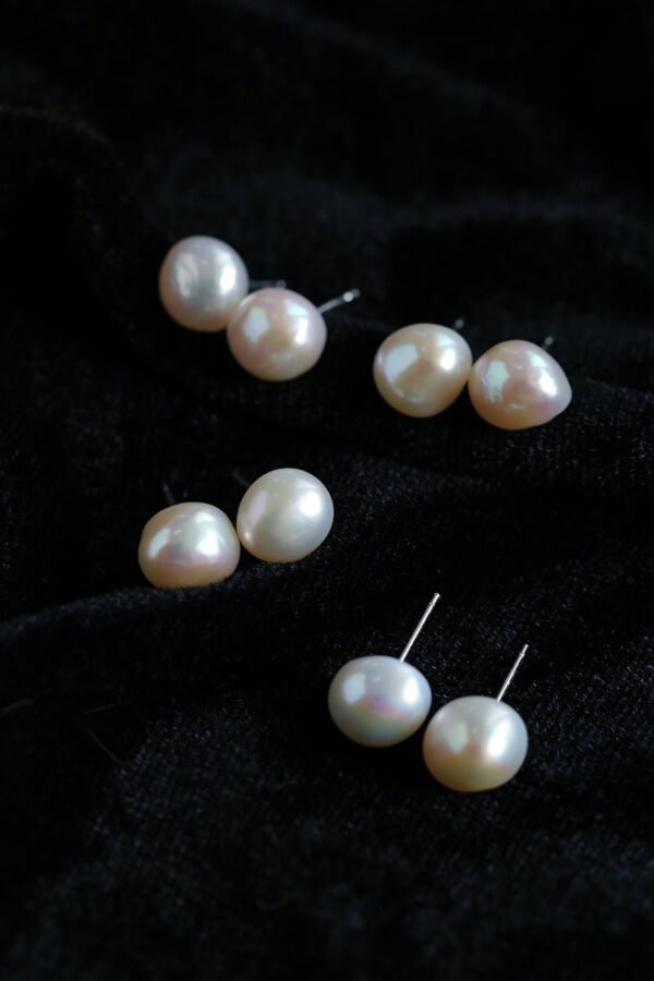 Small Oval Baroque Pearl Stud Earrings