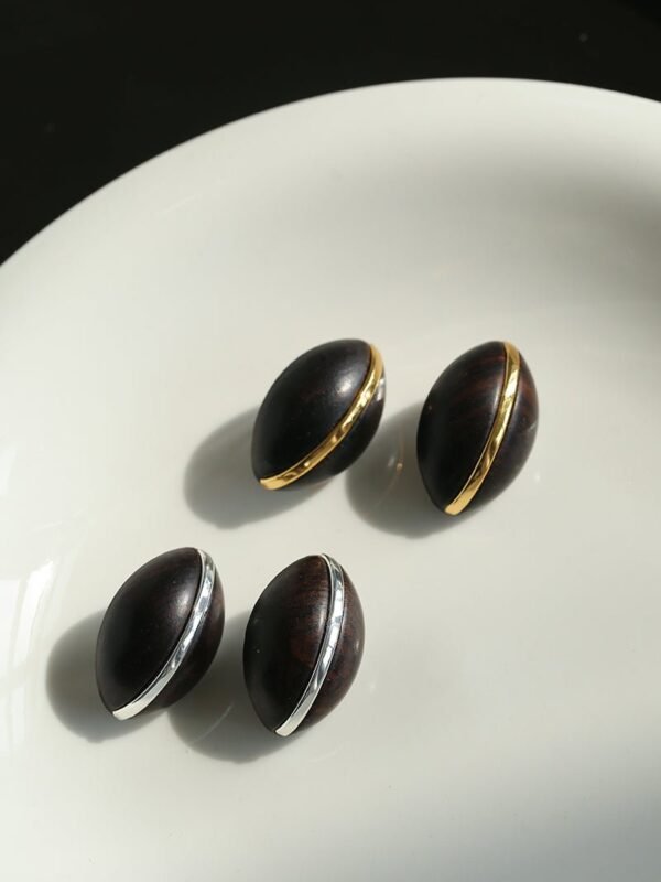 Black Ebony Bamboo Marquise Stud Earrings