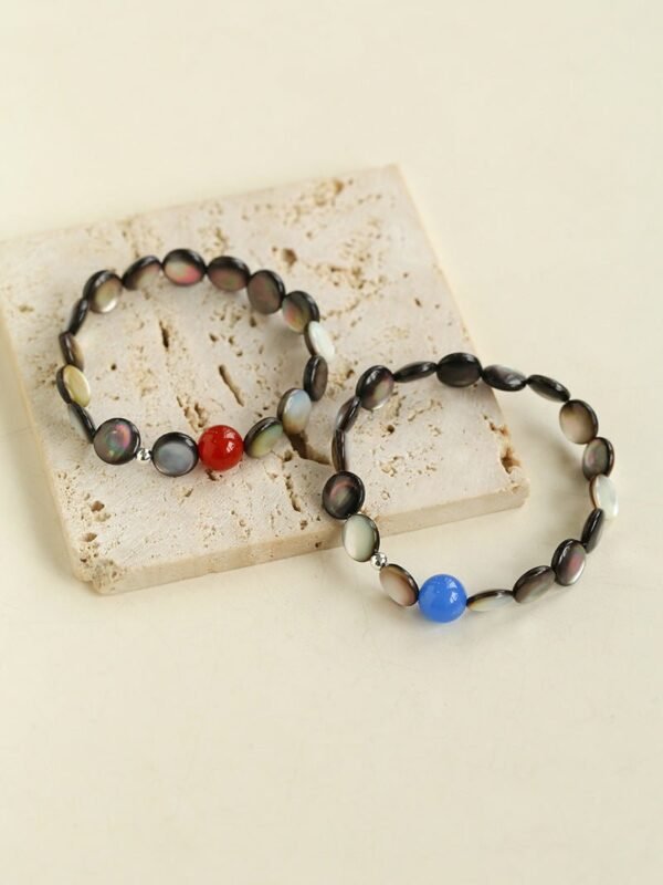 Black Mother-of-Pearl & Agate Beaded Bracelet