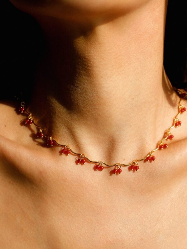 Cherry Blossom Red Agate Necklace