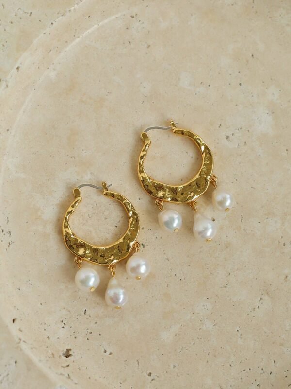 Designer Geometric Three-Drop Pearl Earrings