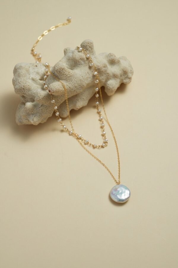Double-Layer Coin Baroque Pearl Pendant Necklace Removable
