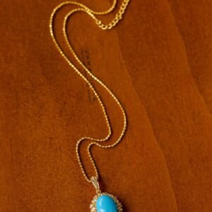 Grand Vintage Lace Blue Turquoise Pendant Multiple Diamond Settings